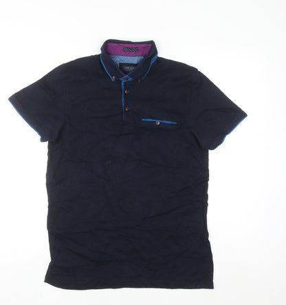 Ted Baker Men's Blue Slim Fit Short Sleeve Button-Up Shirt Size M