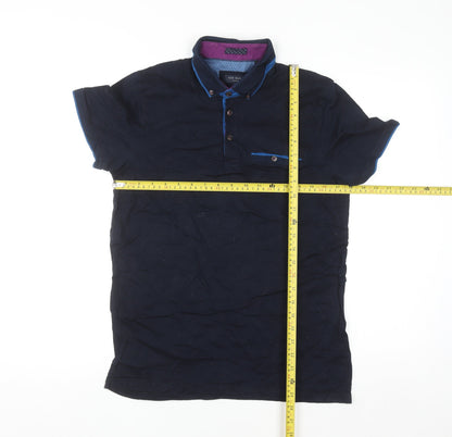 Ted Baker Men's Blue Slim Fit Short Sleeve Button-Up Shirt Size M
