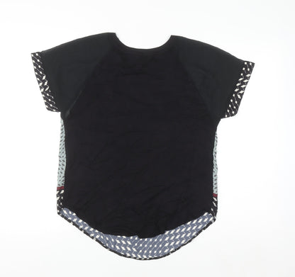 Next Women's Black Geometric Raglan Short Sleeve T-Shirt Size 10