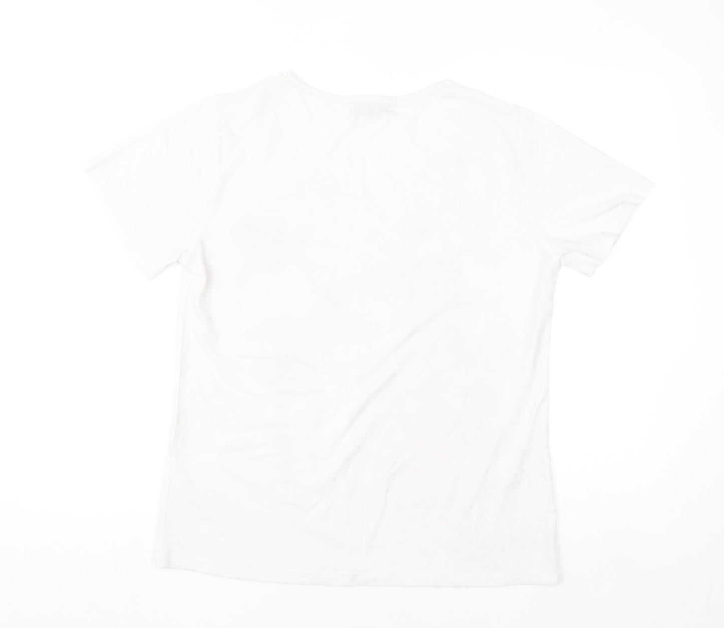 Alexara Women’s White Floral Beaded T-Shirt Size M