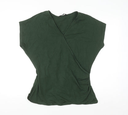 Long Tall Sally Women's Green Wrap Style Cotton T-Shirt UK 16