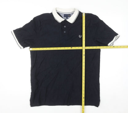 Lincoln Men Blue Cotton Polo Shirt Size M Short Sleeve