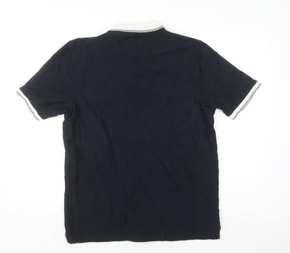 Lincoln Men Blue Cotton Polo Shirt Size M Short Sleeve
