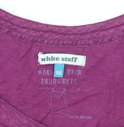 White Stuff Women’s Purple Cotton Sleeveless Tank Top Size 16