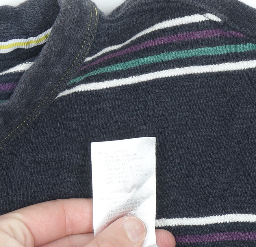 White Stuff Men's Navy Striped Cotton Crew Neck T-Shirt Medium