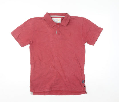 Seasalt Men’s Red Cotton Short Sleeve Button-Up Polo Shirt Size S