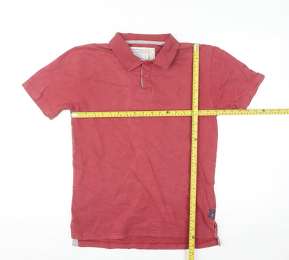 Seasalt Men’s Red Cotton Short Sleeve Button-Up Polo Shirt Size S