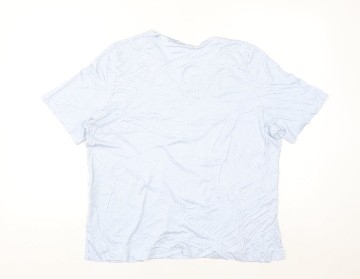 Marks and Spencer Women Blue Viscose V-Neck Short Sleeve T-Shirt Size 18