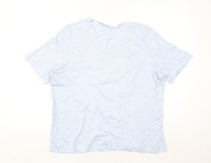Marks and Spencer Women Blue Viscose V-Neck Short Sleeve T-Shirt Size 18