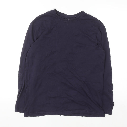 Easy Women's Blue Long Sleeve 100% Cotton Basic T-Shirt Size S