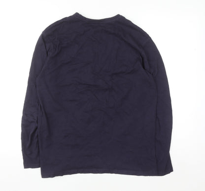 Easy Women's Blue Long Sleeve 100% Cotton Basic T-Shirt Size S