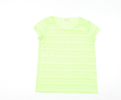Liz Claiborne Women's Green Striped Basic T-Shirt Size S