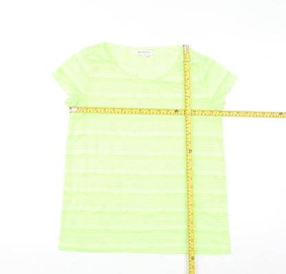 Liz Claiborne Women's Green Striped Basic T-Shirt Size S