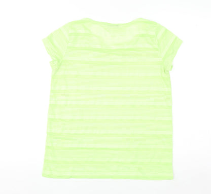 Liz Claiborne Women's Green Striped Basic T-Shirt Size S