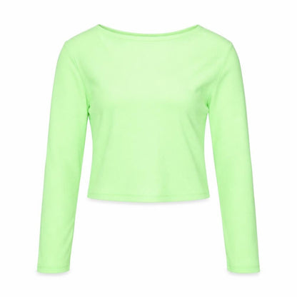 Boohoo Womens Green Cropped Long Sleeve Slim Fit Top Size 10