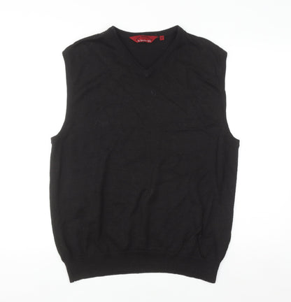 Bar Harbour by Double Two Men's Black Wool Blend V-Neck Vest M
