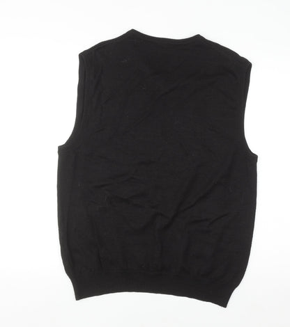 Bar Harbour by Double Two Men's Black Wool Blend V-Neck Vest M