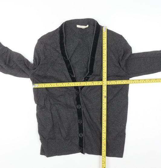 White Stuff Women’s Grey Merino Wool Blend V-Neck Cardigan Size 12