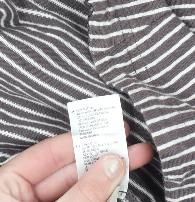 White Stuff Women’s Grey Striped Fit & Flare Cotton Dress Size 10