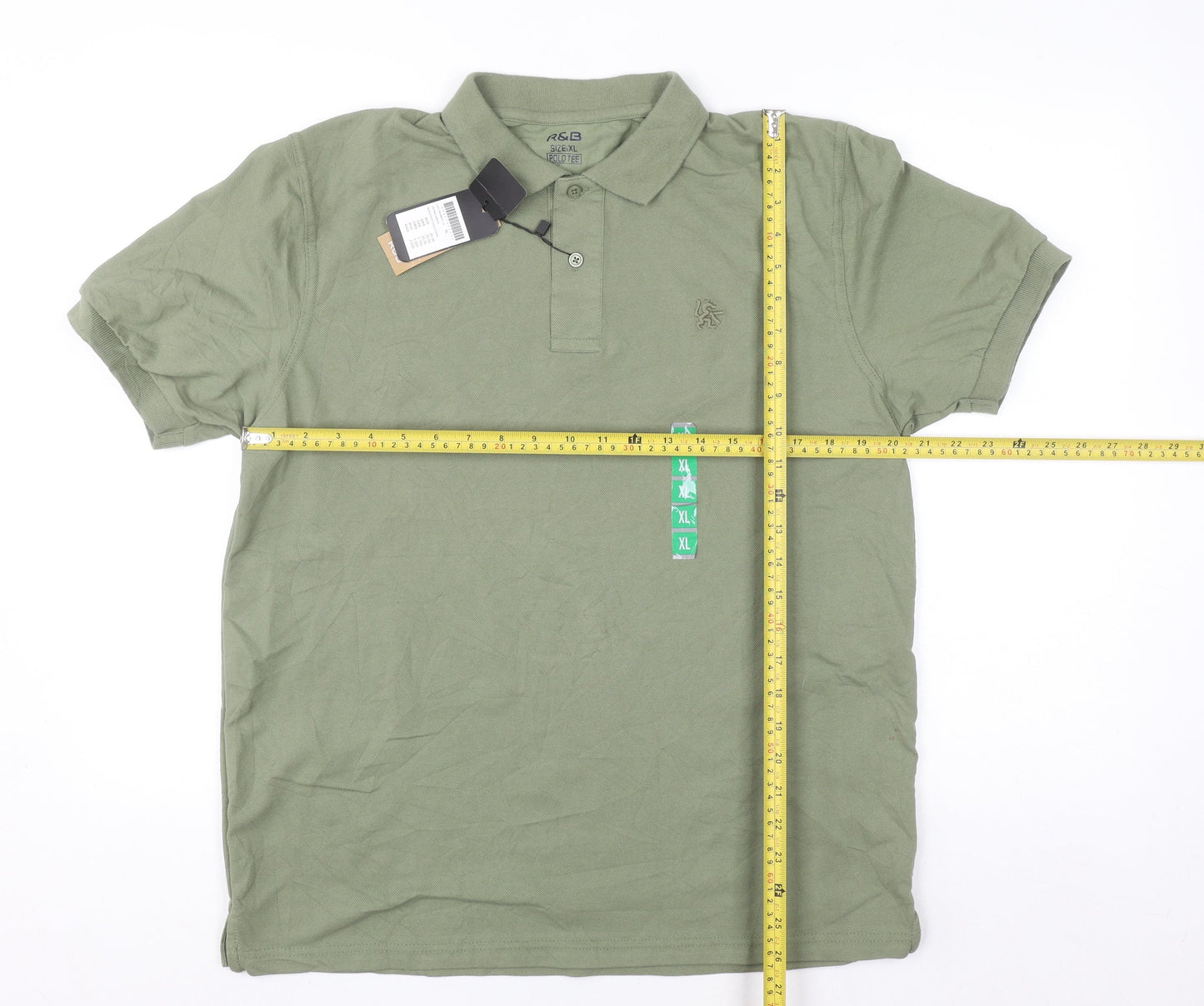 R&B Men’s Green XL Regular Fit Cotton Blend Polo Shirt