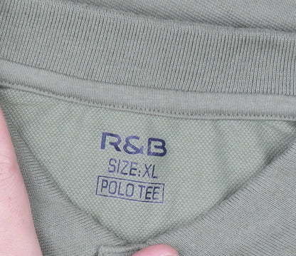 R&B Men’s Green XL Regular Fit Cotton Blend Polo Shirt