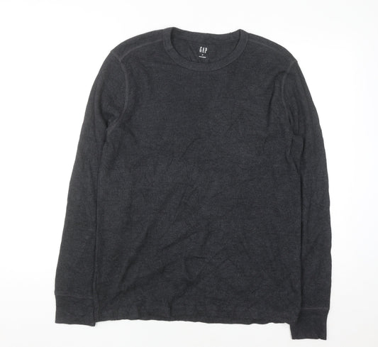 GAP Men’s Grey Waffle-Knit Cotton Blend Pullover Jumper Size M