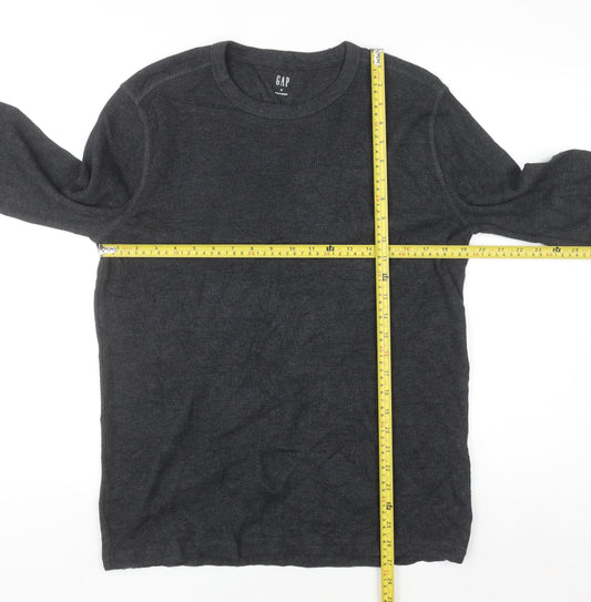 GAP Men’s Grey Waffle-Knit Cotton Blend Pullover Jumper Size M