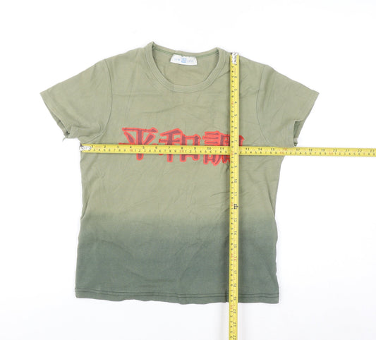 New Look Women's Green Graphic Cotton T-Shirt UK 12