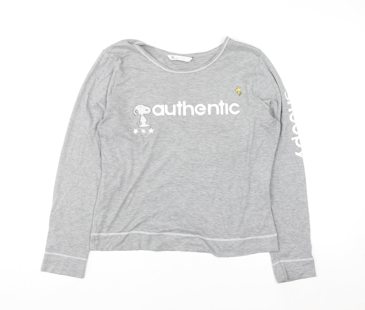 BHS Women’s Grey Snoopy Long Sleeve Graphic T-Shirt Size 12