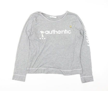 BHS Women’s Grey Snoopy Long Sleeve Graphic T-Shirt Size 12
