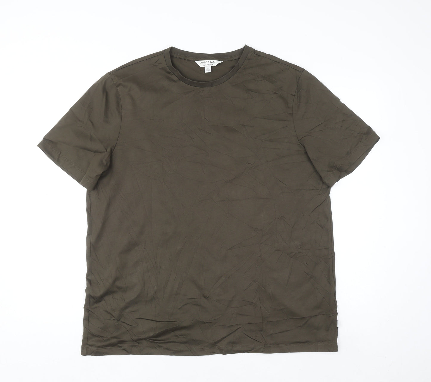 Marks and Spencer Autograph Men's XL Green Crew Neck Supima Cotton T-Shirt