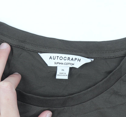 Marks and Spencer Autograph Men's XL Green Crew Neck Supima Cotton T-Shirt