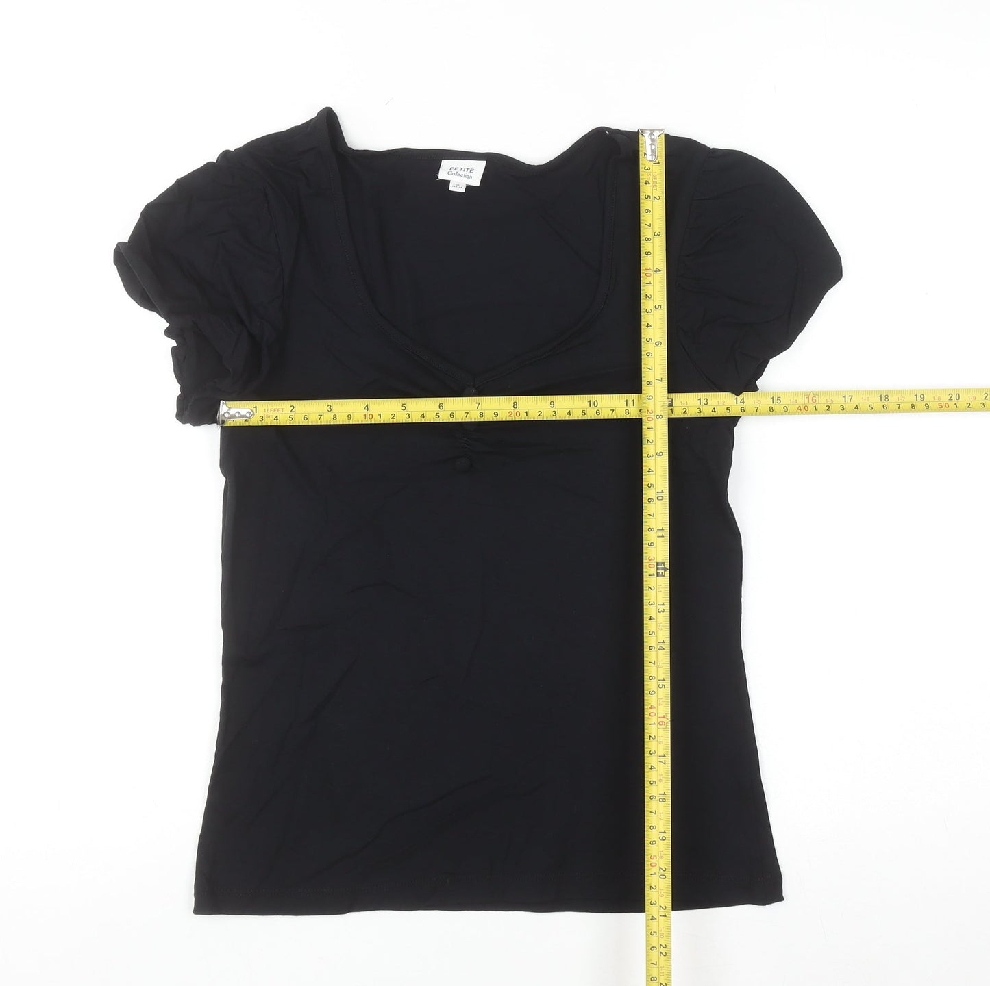 Petite Collection Women's Black V-Neck Short Sleeve Jersey T-Shirt Size 10 Petite