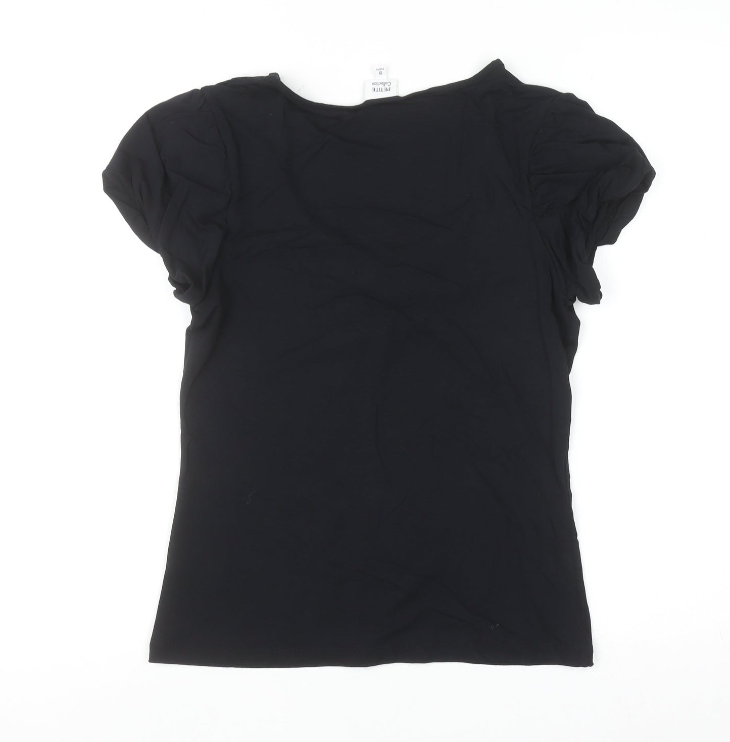 Petite Collection Women's Black V-Neck Short Sleeve Jersey T-Shirt Size 10 Petite