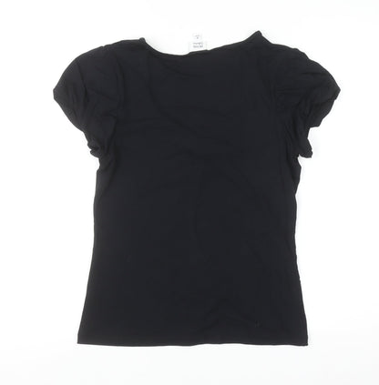 Petite Collection Women's Black V-Neck Short Sleeve Jersey T-Shirt Size 10 Petite