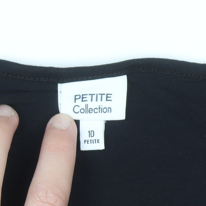 Petite Collection Women's Black V-Neck Short Sleeve Jersey T-Shirt Size 10 Petite