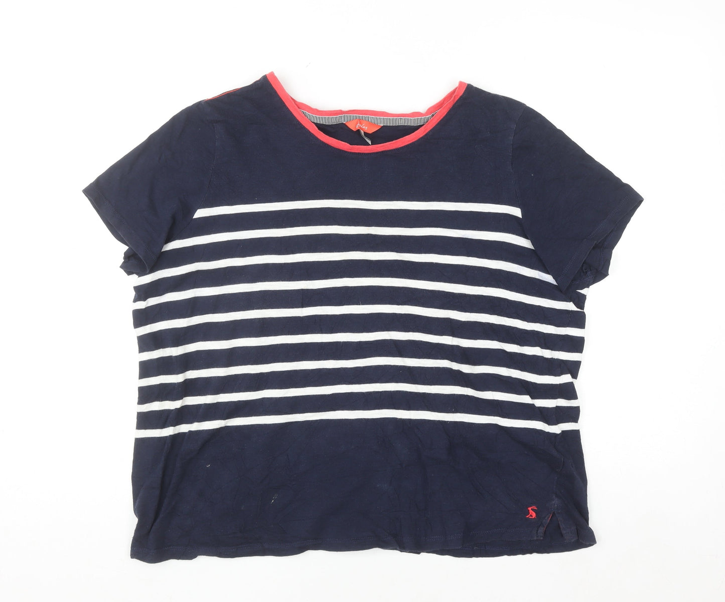 Joules Women's Blue Striped Short Sleeve Cotton T-Shirt Size 18