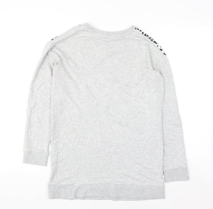Tu Women Grey Animal Print Colourblock Pullover Sweatshirt Size 10