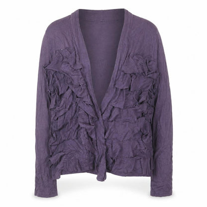 Braintree Womens Purple Cardigan Size 16 Bamboo Cotton Ruffle Open Front