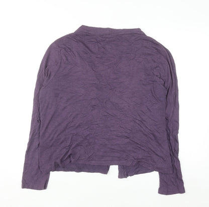 Braintree Womens Purple Cardigan Size 16 Bamboo Cotton Ruffle Open Front