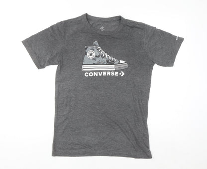 Converse Boys Grey Graphic Logo T-Shirt XL 13-15 Years Short Sleeve