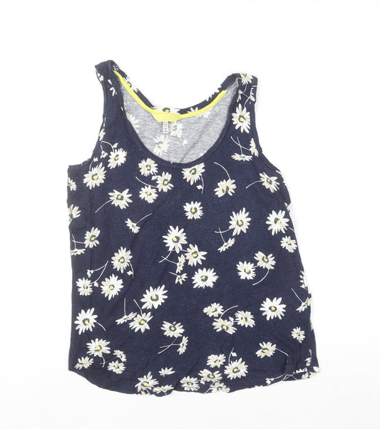 Joules Women's Blue Floral Linen Viscose Tank Top Size 12