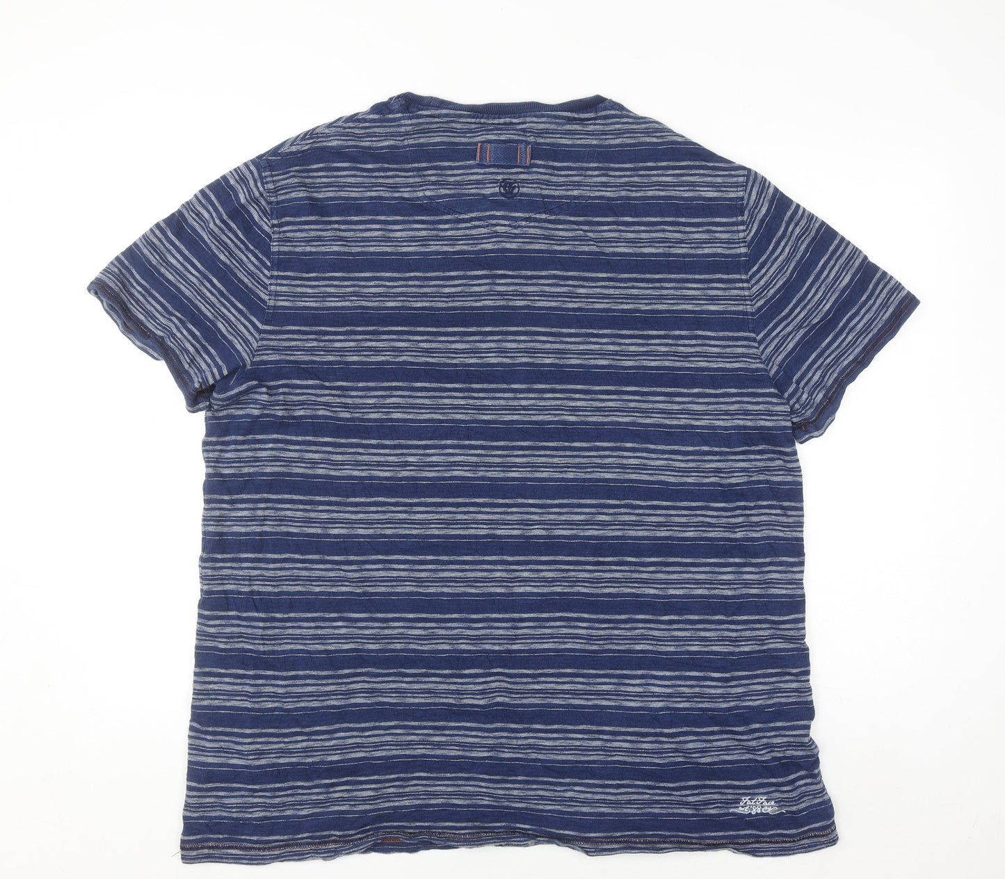 FatFace Men's Blue Striped Crew Neck Cotton Blend T-Shirt XL
