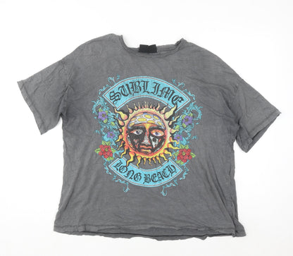 Bershka Women Grey Sublime Band Graphic T-Shirt Size S