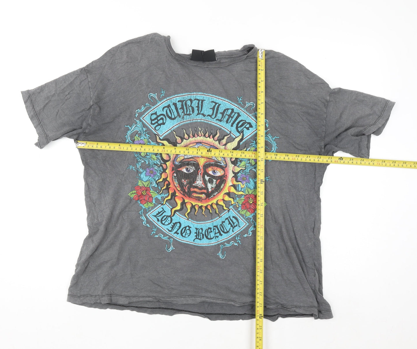 Bershka Women Grey Sublime Band Graphic T-Shirt Size S