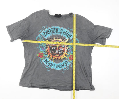 Bershka Women Grey Sublime Band Graphic T-Shirt Size S