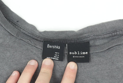Bershka Women Grey Sublime Band Graphic T-Shirt Size S