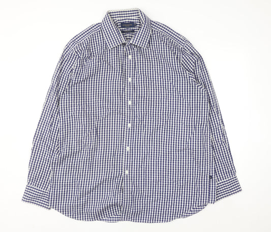Osborne Men’s Blue Check Classic Fit Long Sleeve Button-Up Shirt Size 18