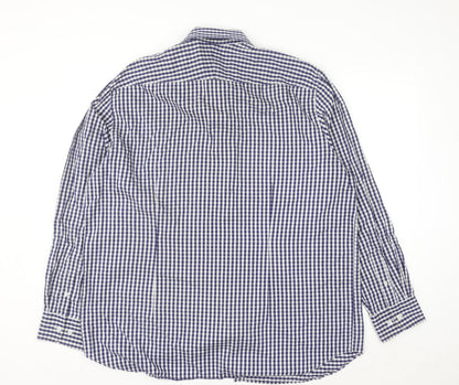 Osborne Men’s Blue Check Classic Fit Long Sleeve Button-Up Shirt Size 18