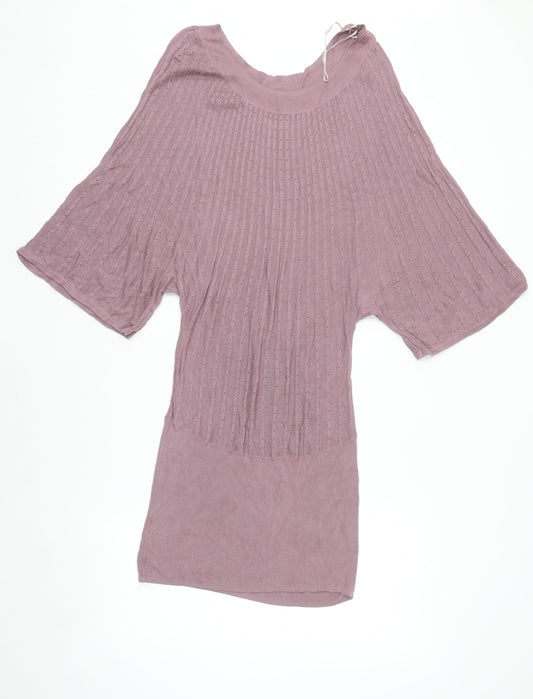 H&M Women Purple Knit Sweater Dress Size 12 Viscose Casual